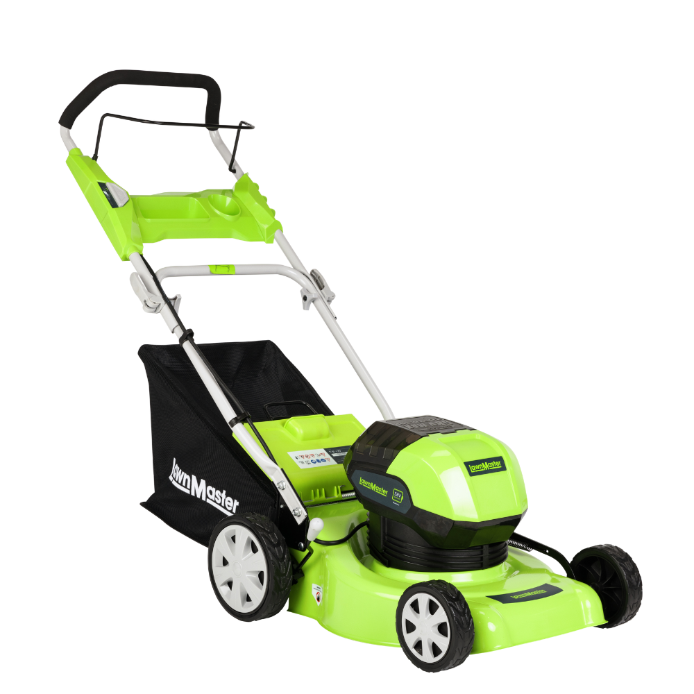 Green electric push lawnmower
